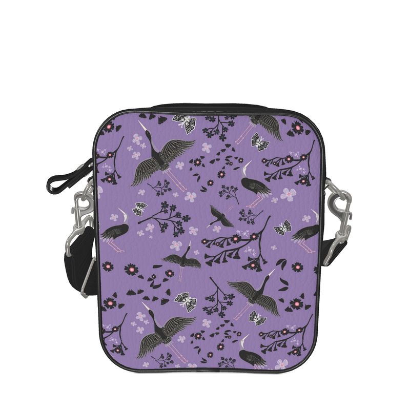 White Crane Amethyst Nappa Leather Shoulder Bag
