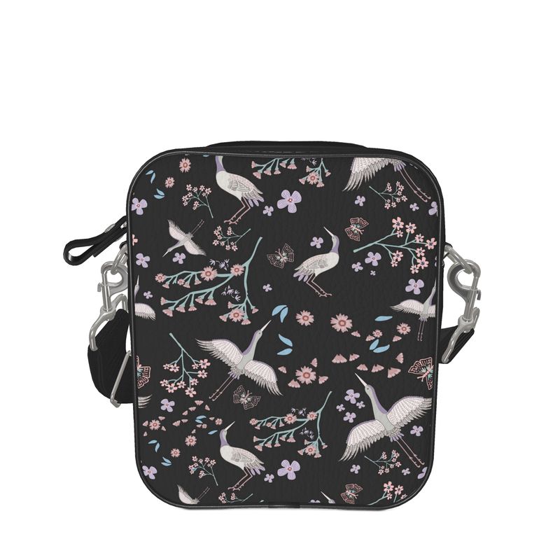 White Crane Onyx Nappa Leather Destination Shoulder Bag