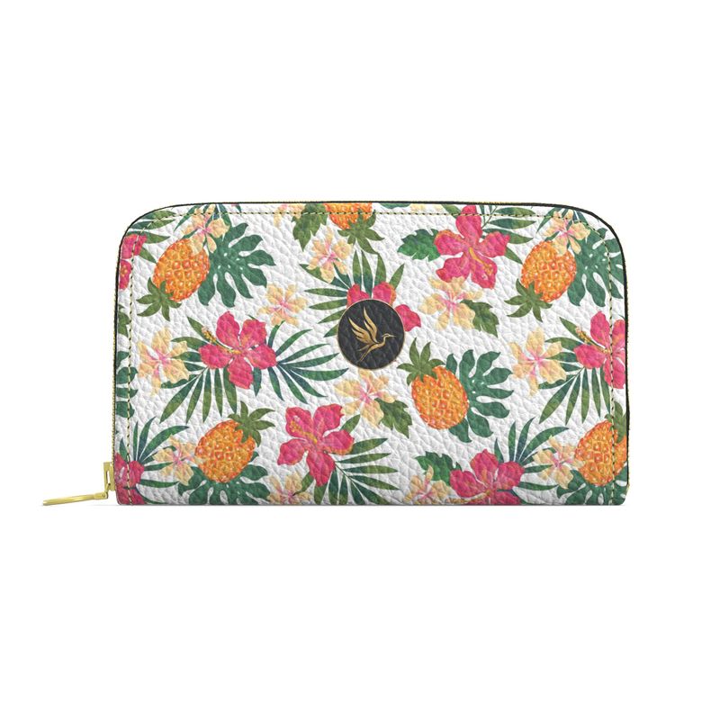 Pineapple Paradise Coral Dreams Leather Zip Wallet