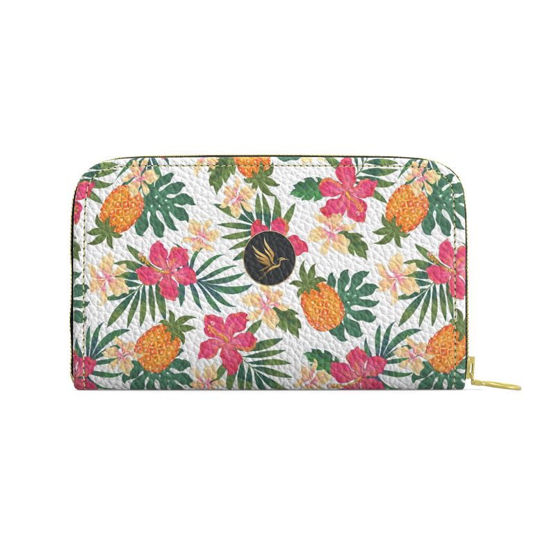 Pineapple Paradise Coral Dreams Leather Zip Wallet