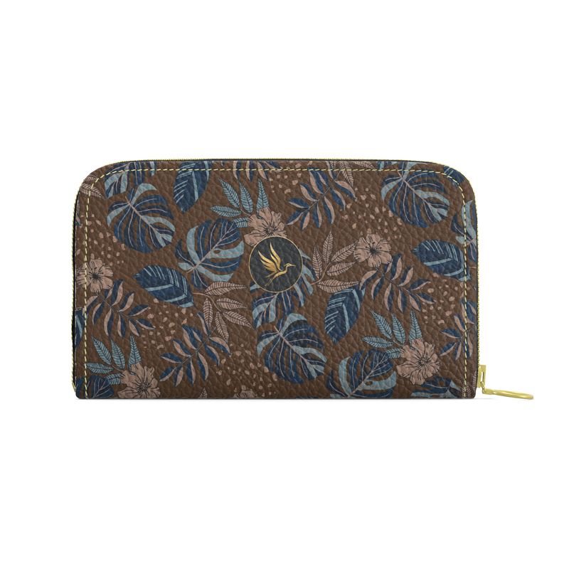 Midnight Monstera Roasted Teak Nappa Leather Destination Zip Wallet