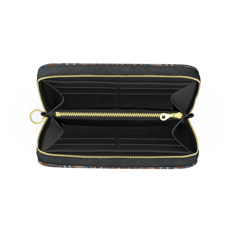 Midnight Monstera Roasted Teak Nappa Leather Destination Zip Wallet