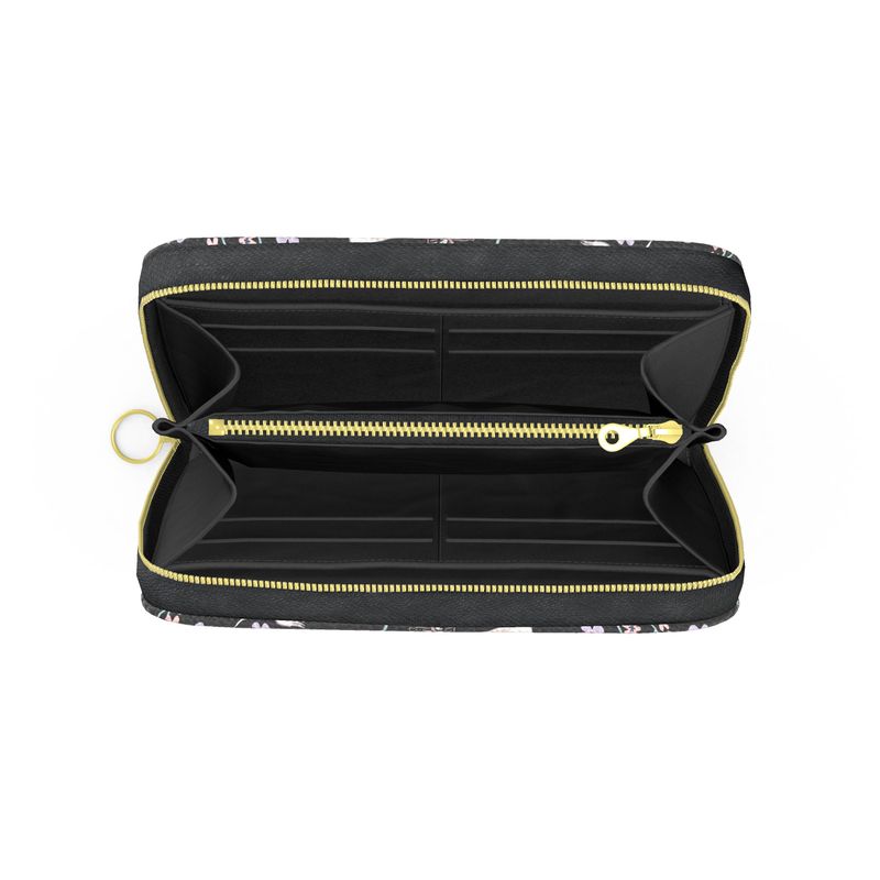 White Crane Onyx Nappa Leather Destination Zip Wallet