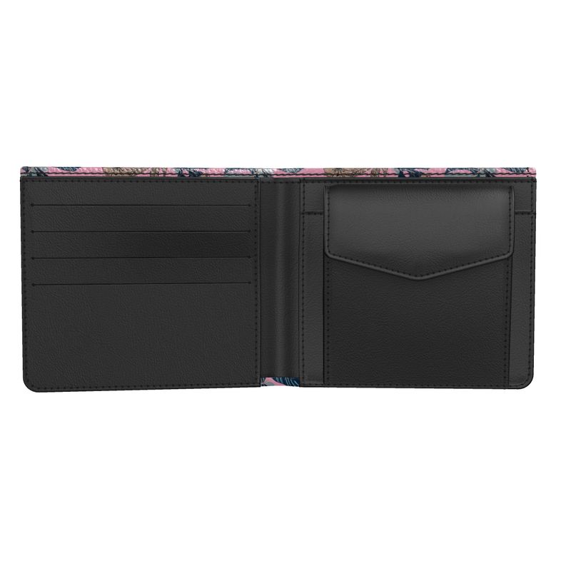 Tropical Macaw Leather Bifold Wallet — Cards & Coin