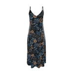Women’s Silk Evening Slip Dress — Midnight Monstera