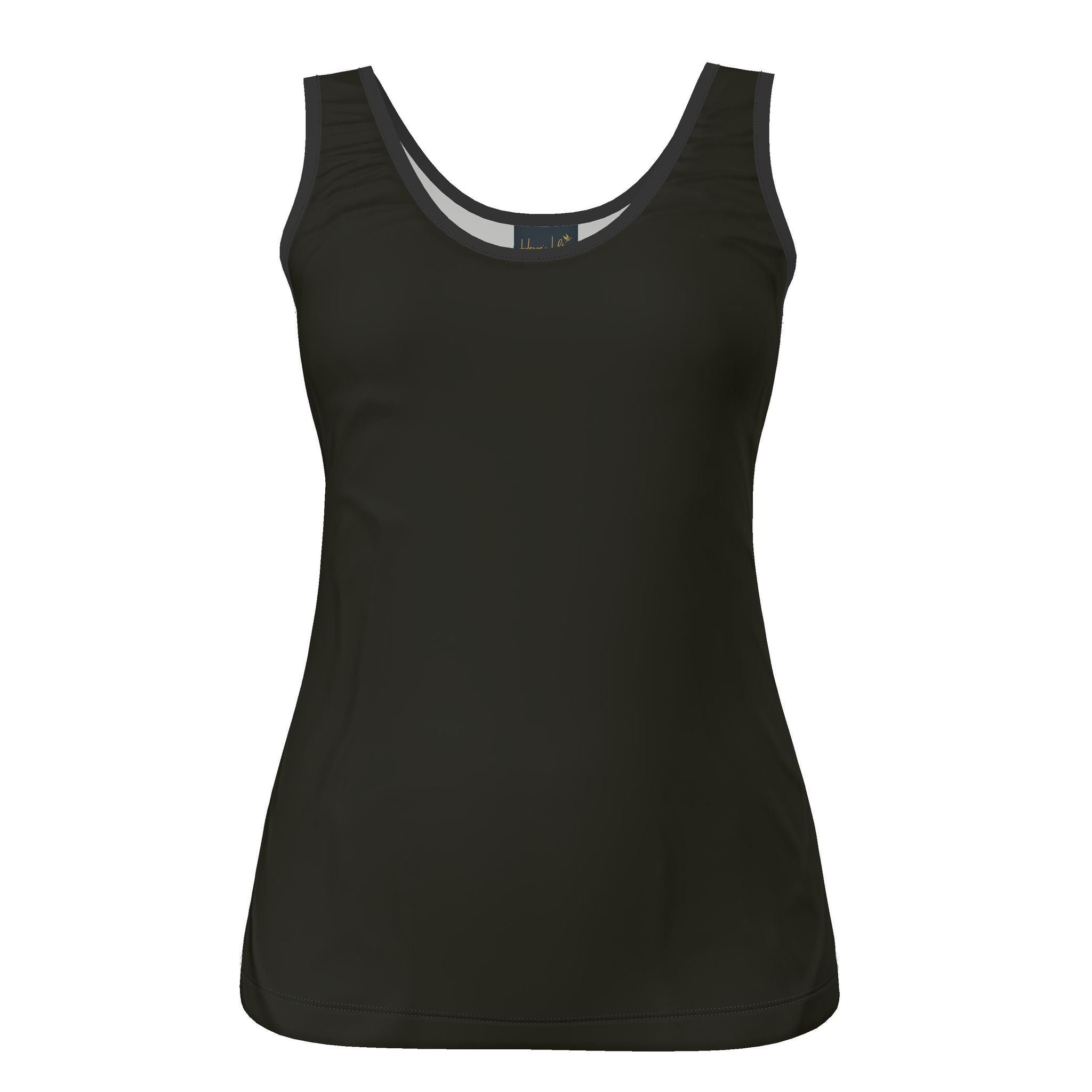 Women's Tank Top — Camo Leaves — Solid Sage Noir