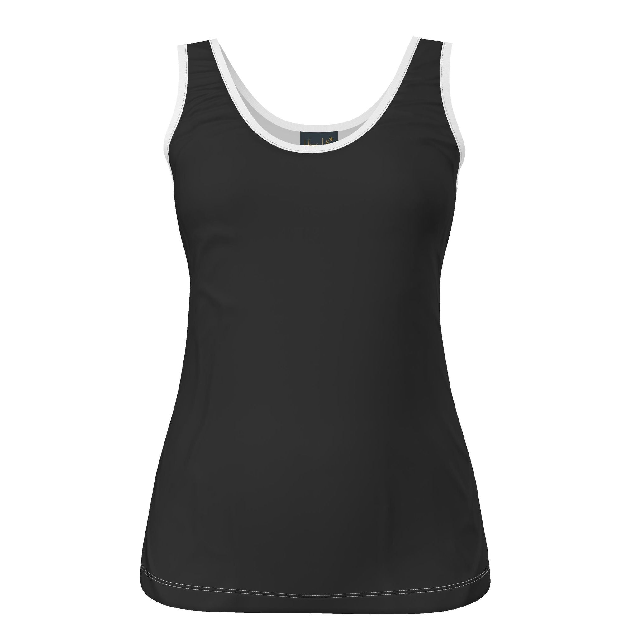 Women's Tank Top — White Crane — Solid Onyx