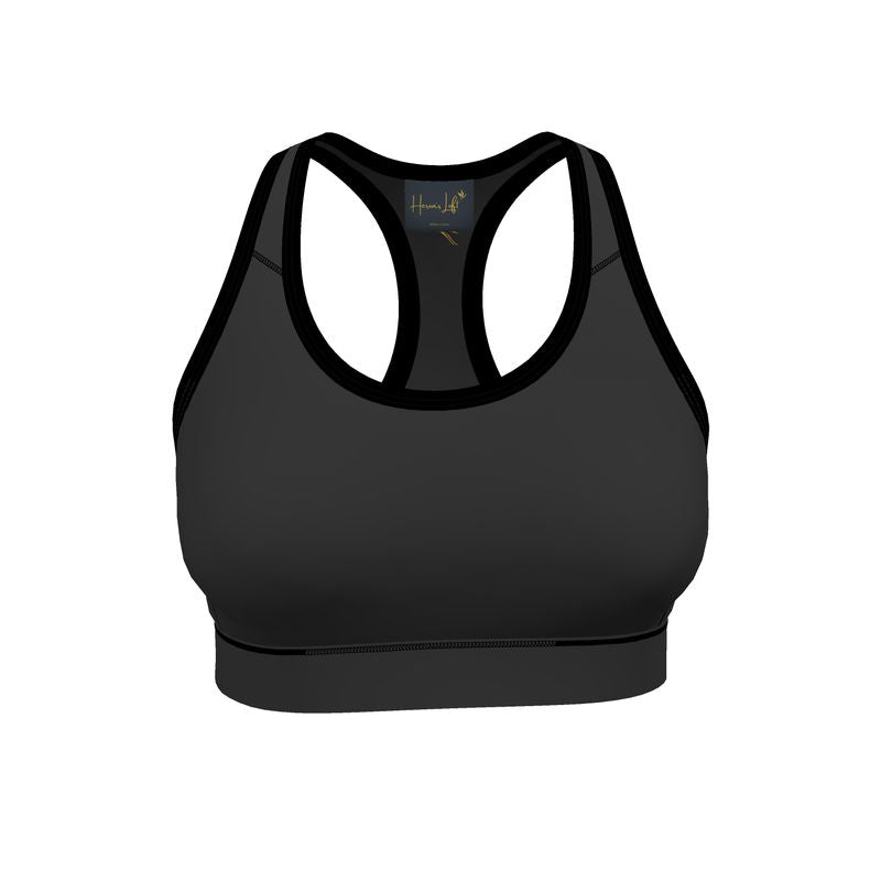 Women's Low Impact Sports Bra — White Crane Onyx Solid