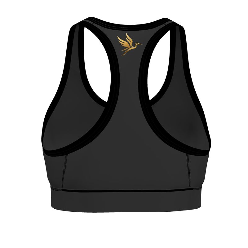 Women's Low Impact Sports Bra — White Crane Onyx Solid
