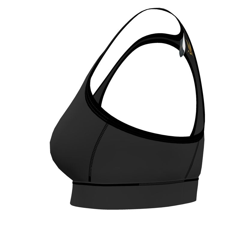Women's Low Impact Sports Bra — White Crane Onyx Solid