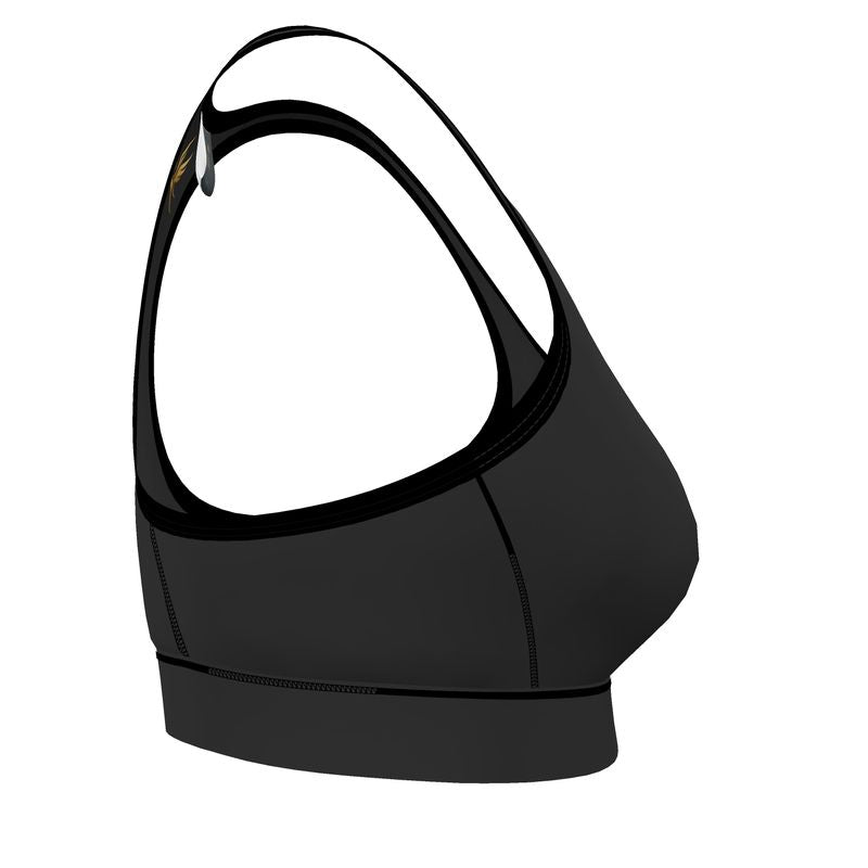 Women's Low Impact Sports Bra — White Crane Onyx Solid
