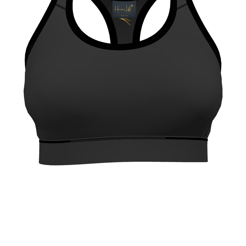 Women's Low Impact Sports Bra — White Crane Onyx Solid