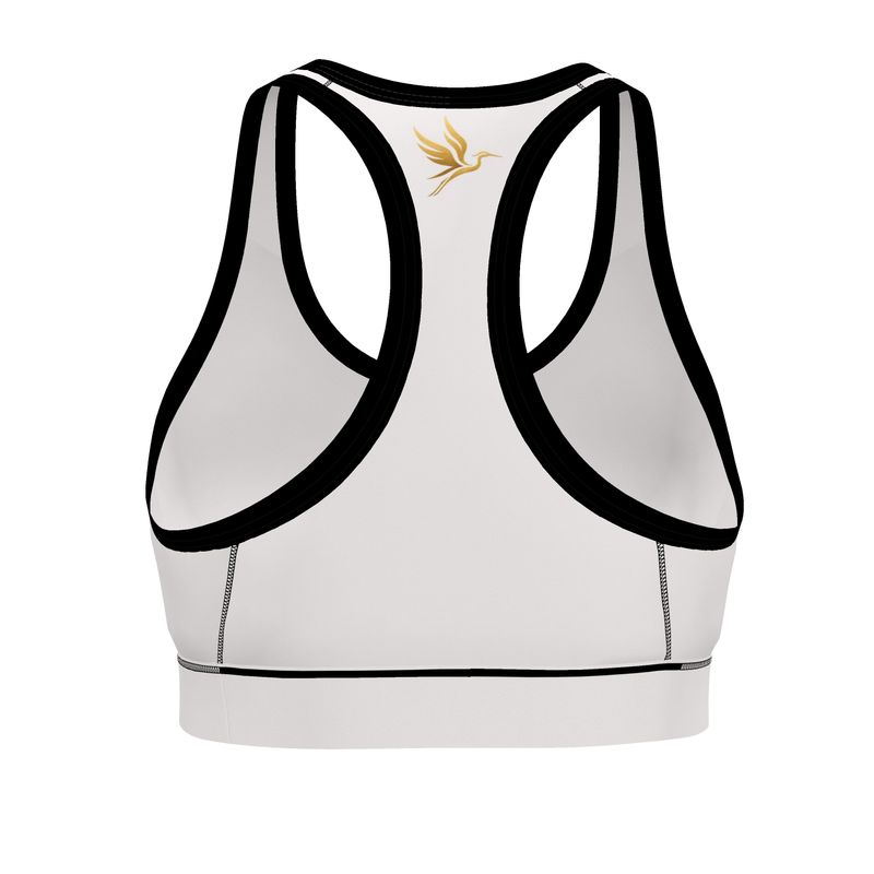 Women's Low Impact Sports Bra — White Crane Solid