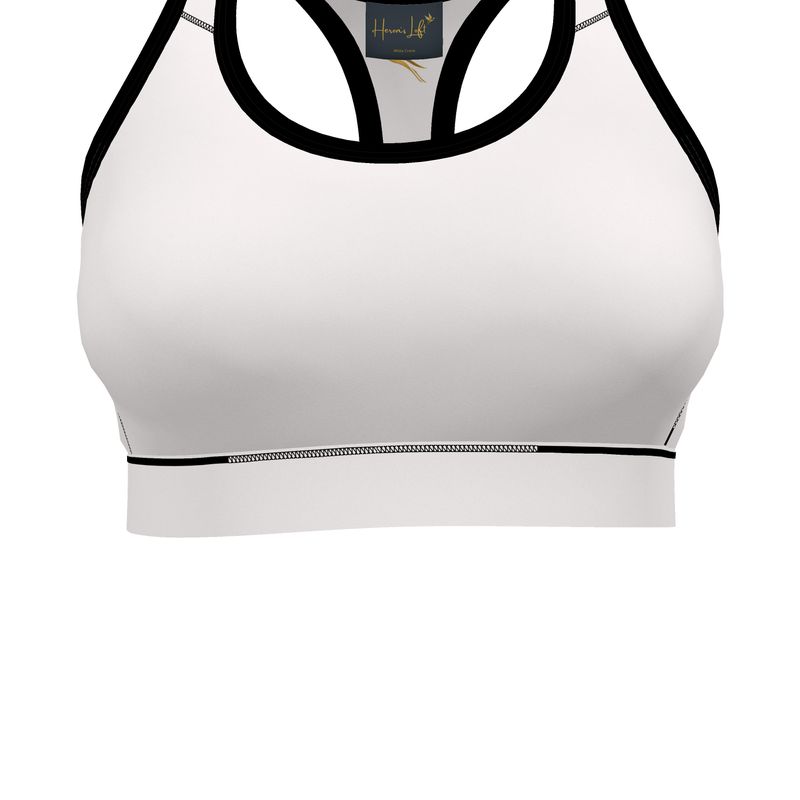 Women's Low Impact Sports Bra — White Crane Solid