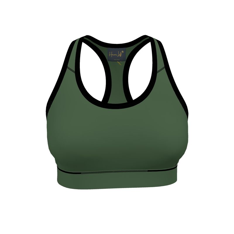 Women's Low Impact Sports Bra — Camo Leaves Solid