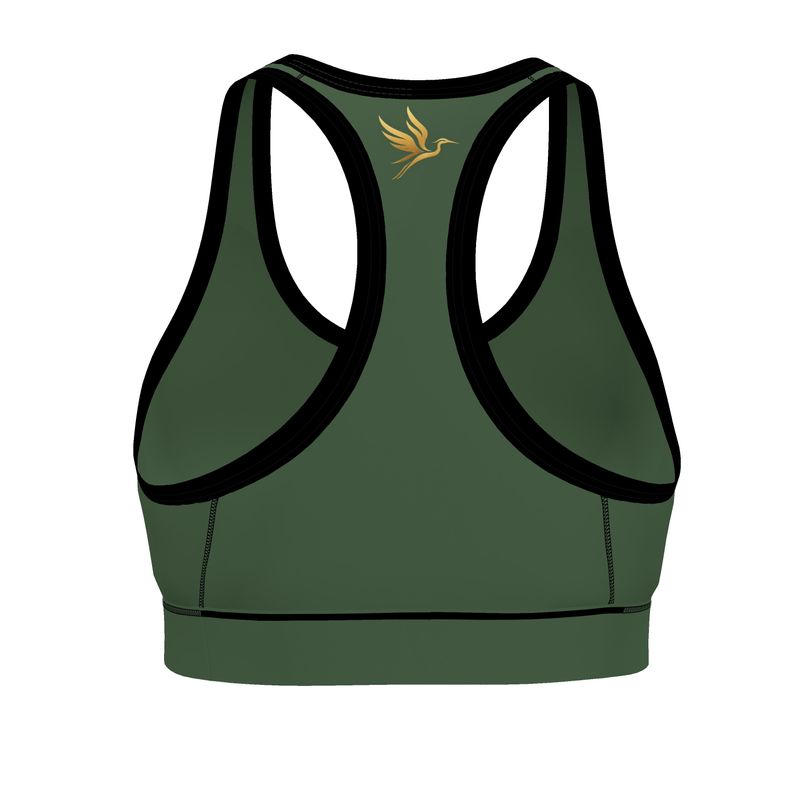 Women's Low Impact Sports Bra — Camo Leaves Solid