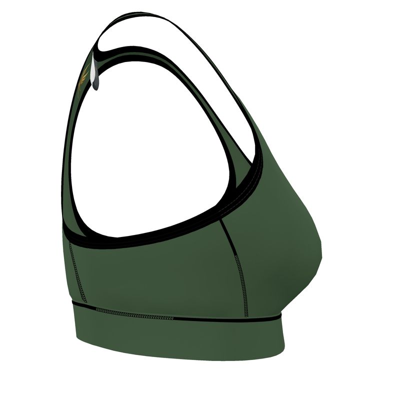 Women's Low Impact Sports Bra — Camo Leaves Solid