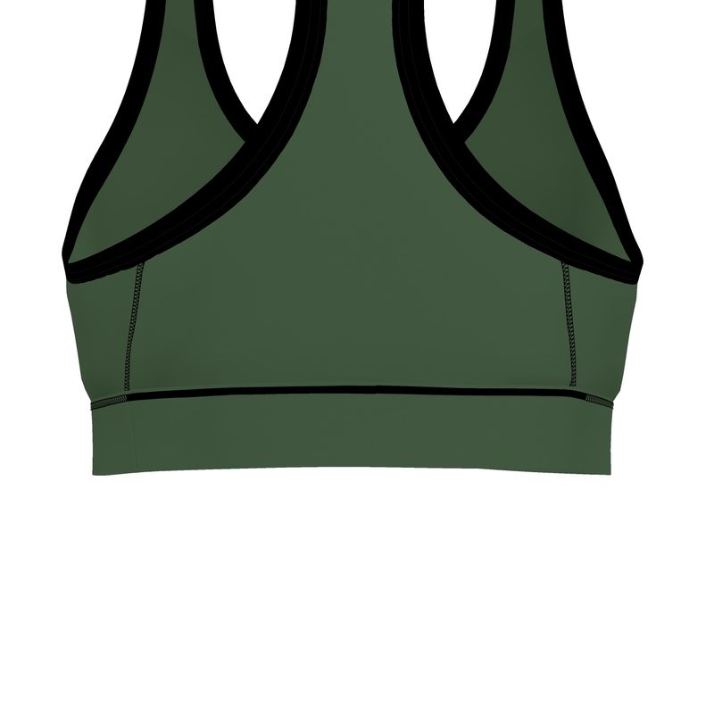 Women's Low Impact Sports Bra — Camo Leaves Solid