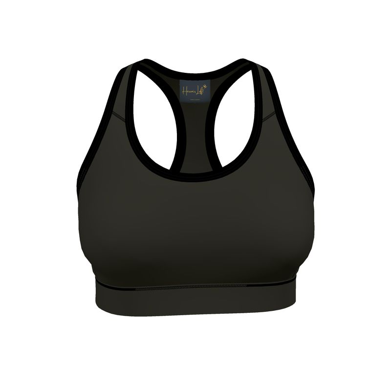 Women's Low Impact Sports Bra — Camo Leaves Solid