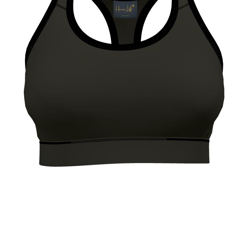 Women's Low Impact Sports Bra — Camo Leaves Solid