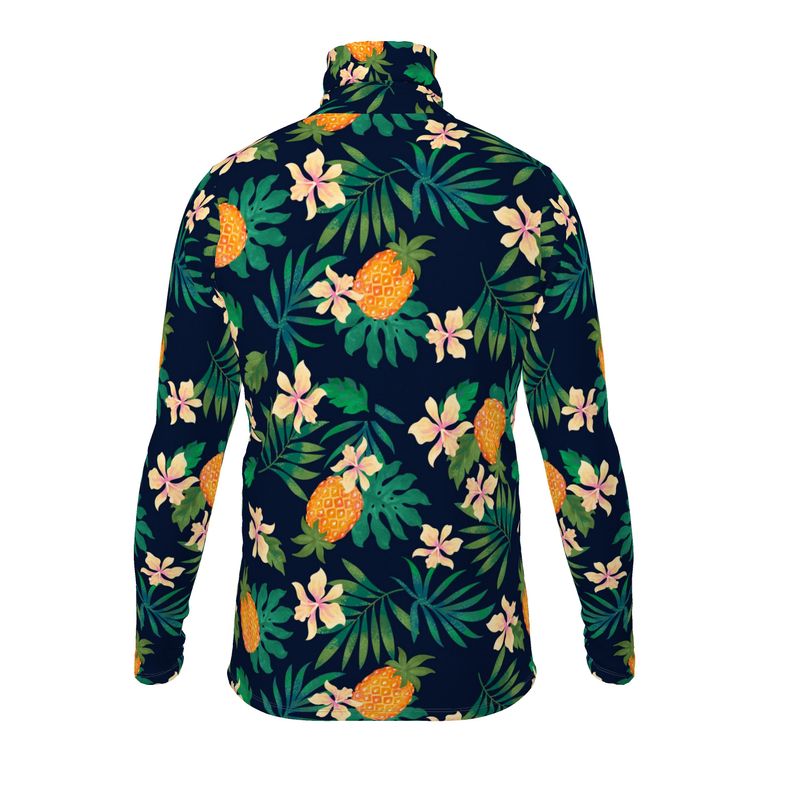 Men's High-Roll Turtleneck — Pineapple Paradise Nocturne