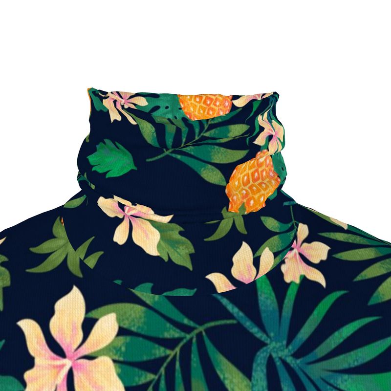 Men's High-Roll Turtleneck — Pineapple Paradise Nocturne