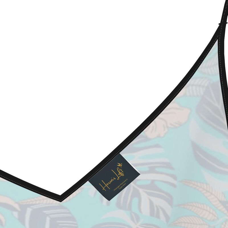 Women’s Silk Evening Slip Dress — Midnight Monstera Cyan Noir