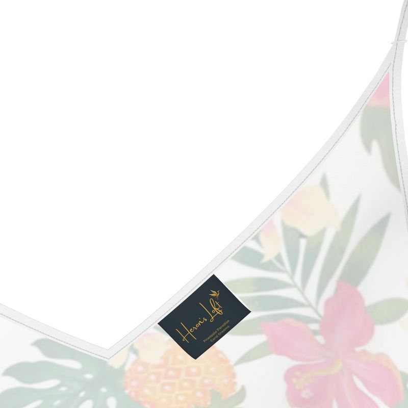 Women’s Silk Evening Slip Dress — Pineapple Paradise Coral Dreams
