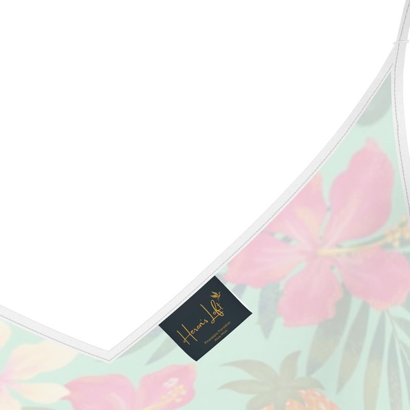 Women’s Silk Evening Slip Dress — Pineapple Paradise Aloe Mist