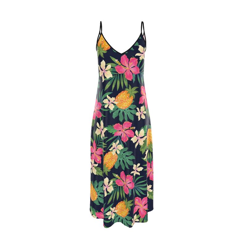 Women’s Silk Evening Slip Dress — Pineapple Paradise