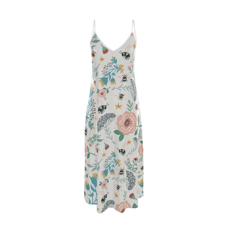 Women’s Silk Evening Slip Dress — Bee Garden