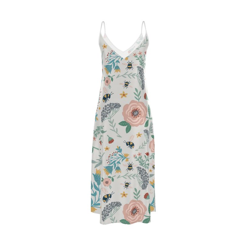 Women’s Silk Evening Slip Dress — Bee Garden