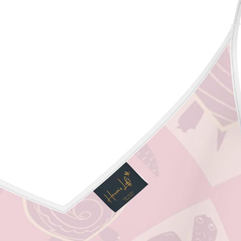 Women’s Silk Evening Slip Dress — Topo Turtles Rosé Tide