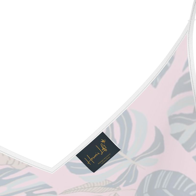 Women’s Silk Evening Slip Dress — Midnight Monstera Lunaria Rose