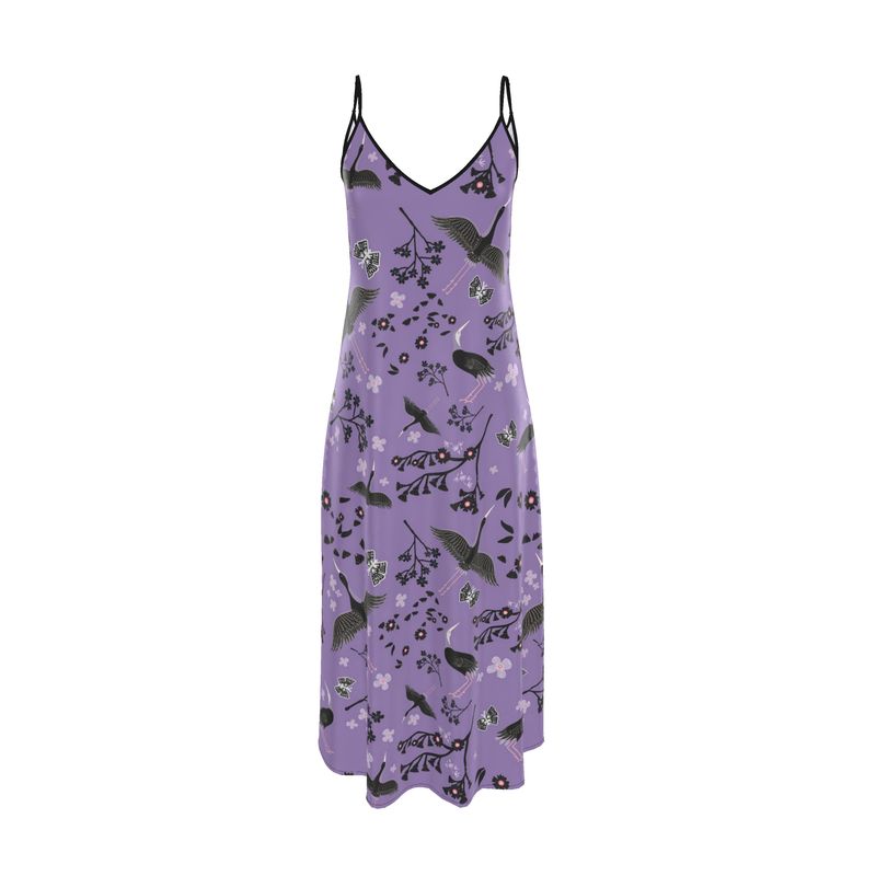 Women’s Silk Evening Slip Dress — White Crane Amethyst