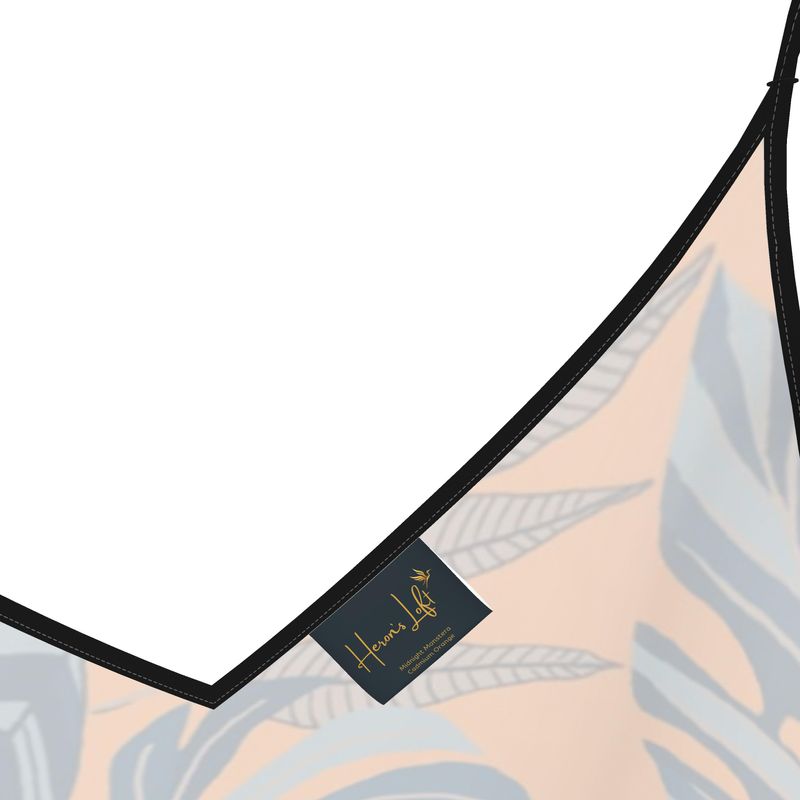 Women’s Silk Slip Dress — Midnight Monstera Cadmium Orange