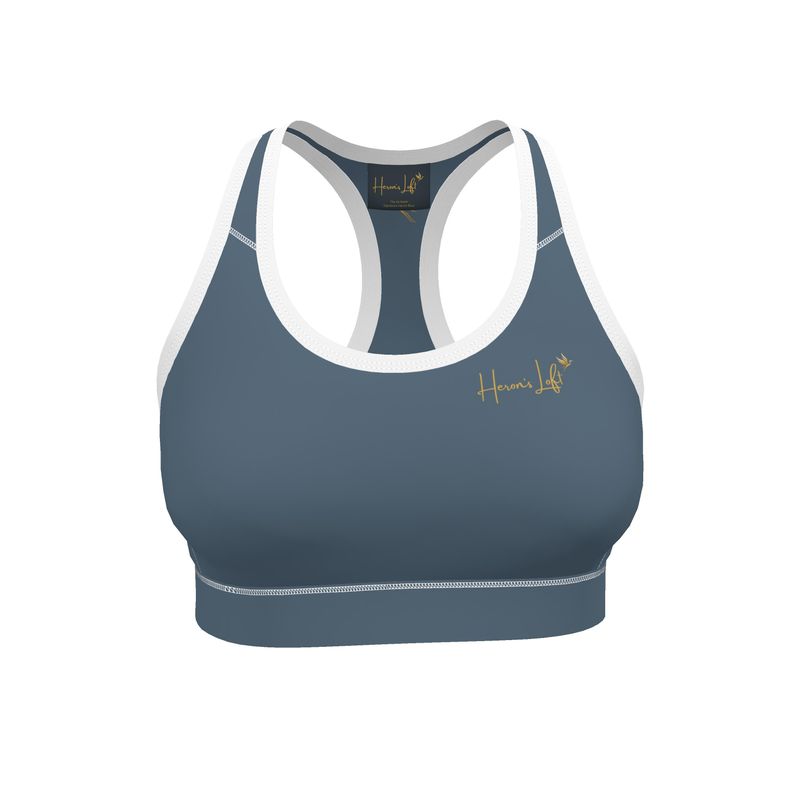 Women's Low Impact Sports Bra — The HL Mark Signature Heron Blue