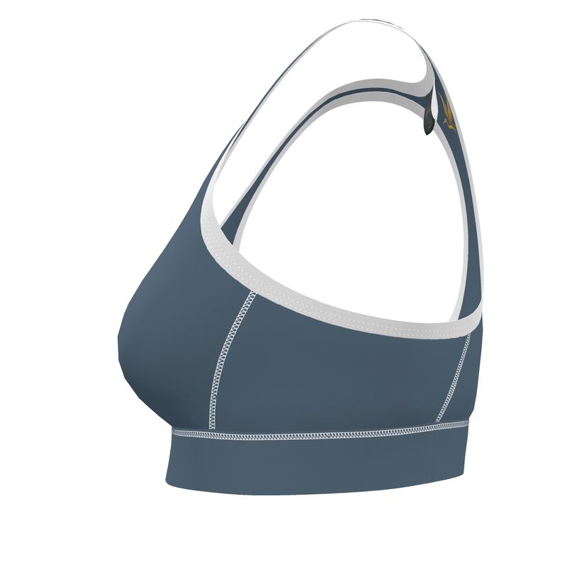 Women's Low Impact Sports Bra — The HL Mark Signature Heron Blue