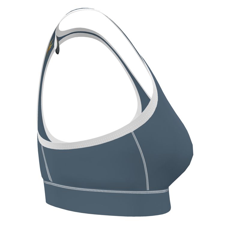 Women's Low Impact Sports Bra — The HL Mark Signature Heron Blue