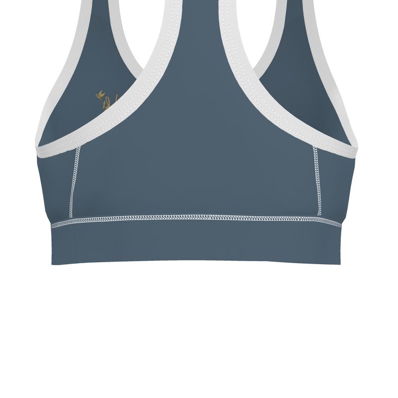 Women's Low Impact Sports Bra — The HL Mark Signature Heron Blue