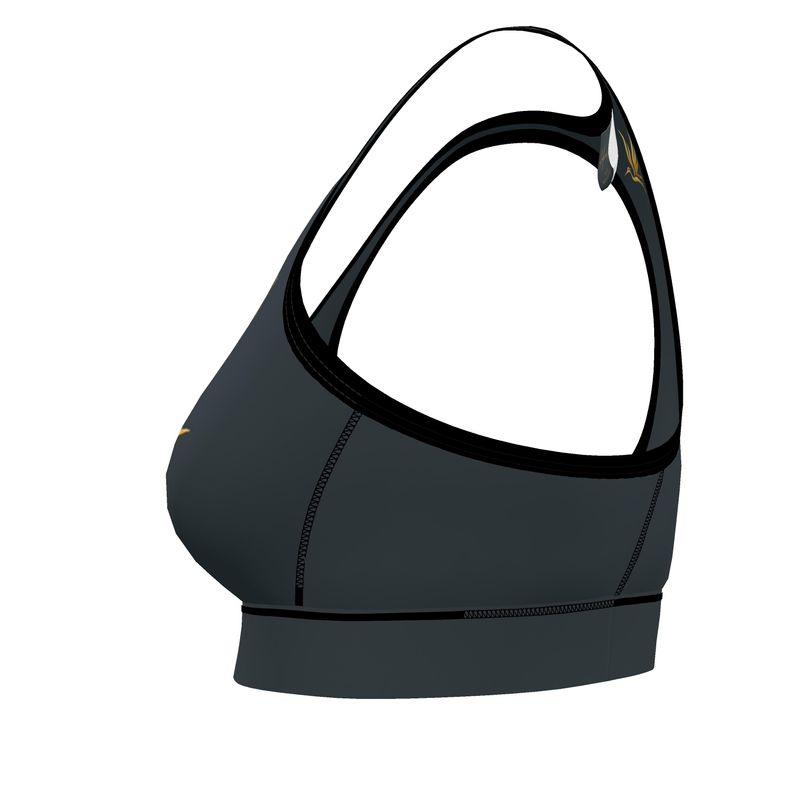 Women's Low Impact Sports Bra — The HL Mark Gilded Heron Charcoal Slat