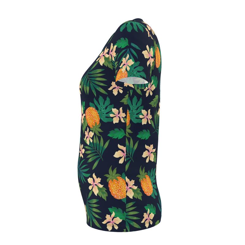 Women's Athletic V-Neck T-Shirt — Pineapple Paradise Nocturne