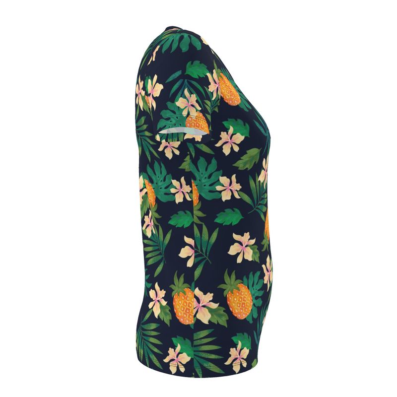 Women's Athletic V-Neck T-Shirt — Pineapple Paradise Nocturne