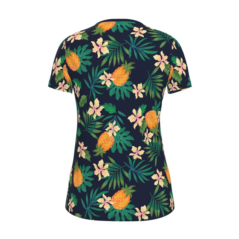 Women's Athletic V-Neck T-Shirt — Pineapple Paradise Nocturne