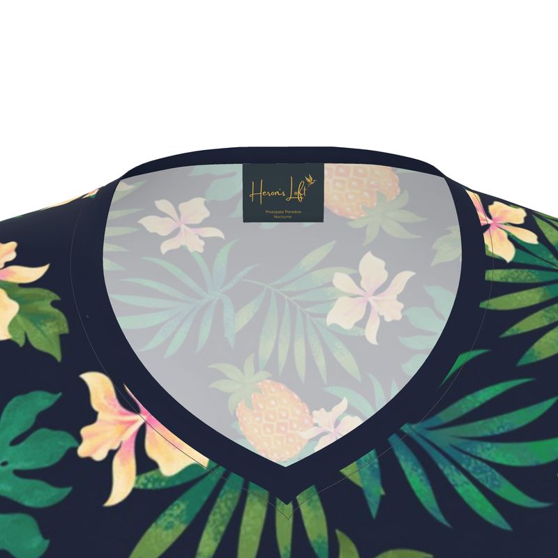 Women's Athletic V-Neck T-Shirt — Pineapple Paradise Nocturne