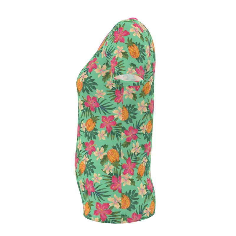 Women's Athletic V-Neck T-Shirt — Pineapple Paradise Aloe Mist