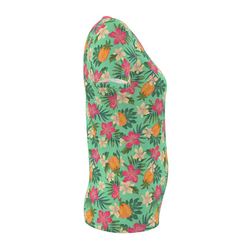 Women's Athletic V-Neck T-Shirt — Pineapple Paradise Aloe Mist