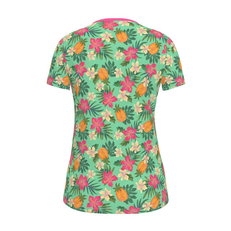 Women's Athletic V-Neck T-Shirt — Pineapple Paradise Aloe Mist