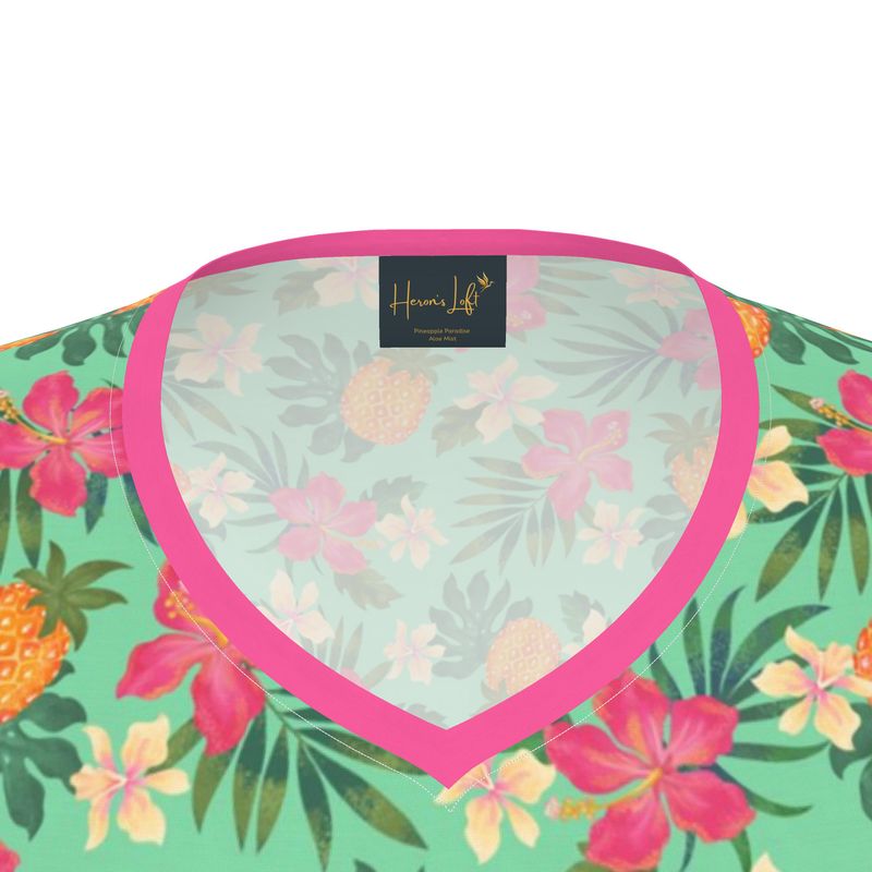 Women's Athletic V-Neck T-Shirt — Pineapple Paradise Aloe Mist