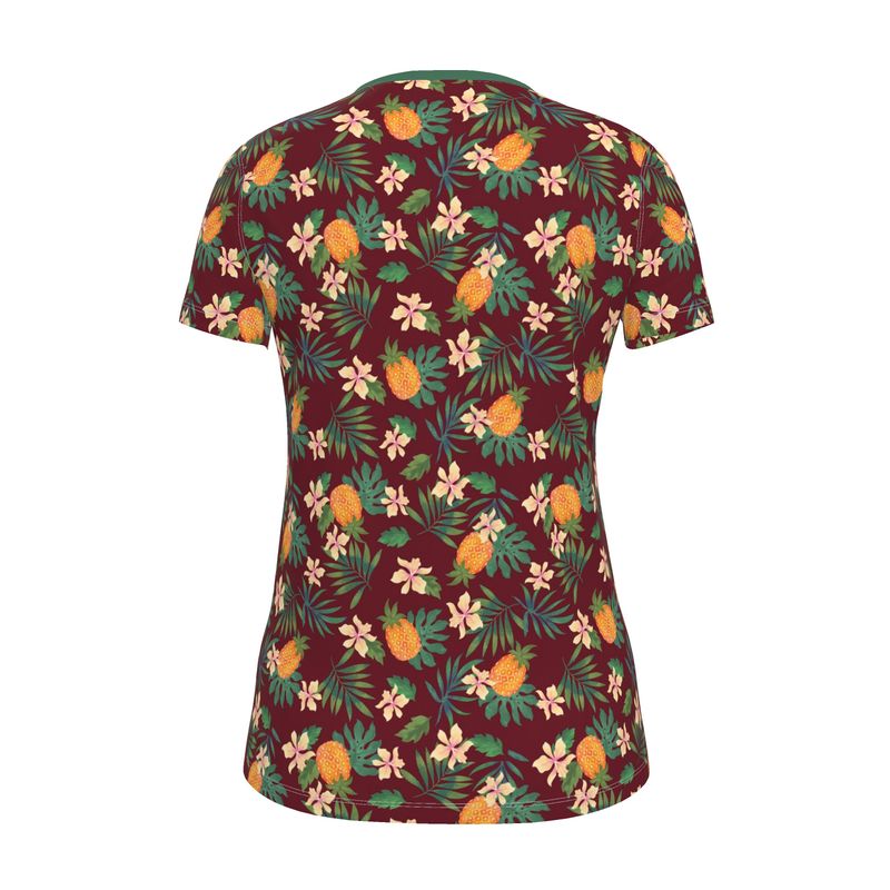 Women's Athletic V-Neck T-Shirt — Pineapple Paradise Burgundy